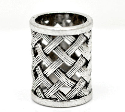 Ancient Silver Hollow Carved Large Hole Beads