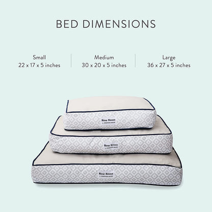 Jonathan Adler Now House for Pets Grey Diamond Cushion Dog Bed, Small Dog Bed, Machine Washable, Cotton/Poly Blend, 17X22X5 Inches