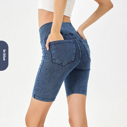 Cross High Waist Sports Cycling Shorts