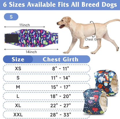 Dog Diapers Male, Belly Bands for Male Dogs, High Absorbing Extra Small Male Dog Wraps for Doggie & Puppy in Incontinence or Excitable Urination and Training(S)