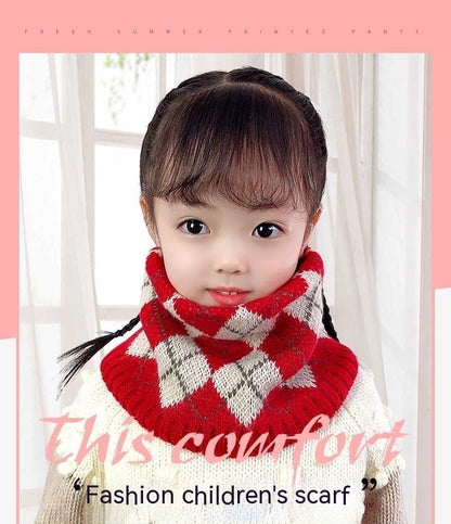 Warm All-matching Plaid Knitted Children's Scarf