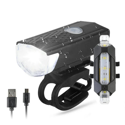 USB Rechargeable Bicycle LED Light Set | Front and Rear Bike Lights for Night Safety
