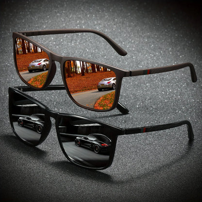 Square Polarized Sunglasses for Men 2 Pack | UV Protection Anti-Glare Mirror Shades