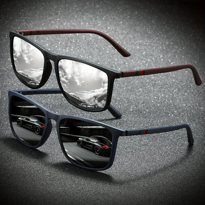 Square Polarized Sunglasses for Men 2 Pack | UV Protection Anti-Glare Mirror Shades