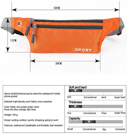 Waterproof Sports Waist Bag – Lightweight Chest & Shoulder Zip Pouch